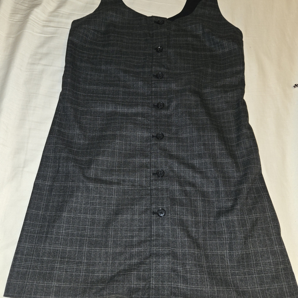 Banana Republic Charcoal Plaid Midi Dress